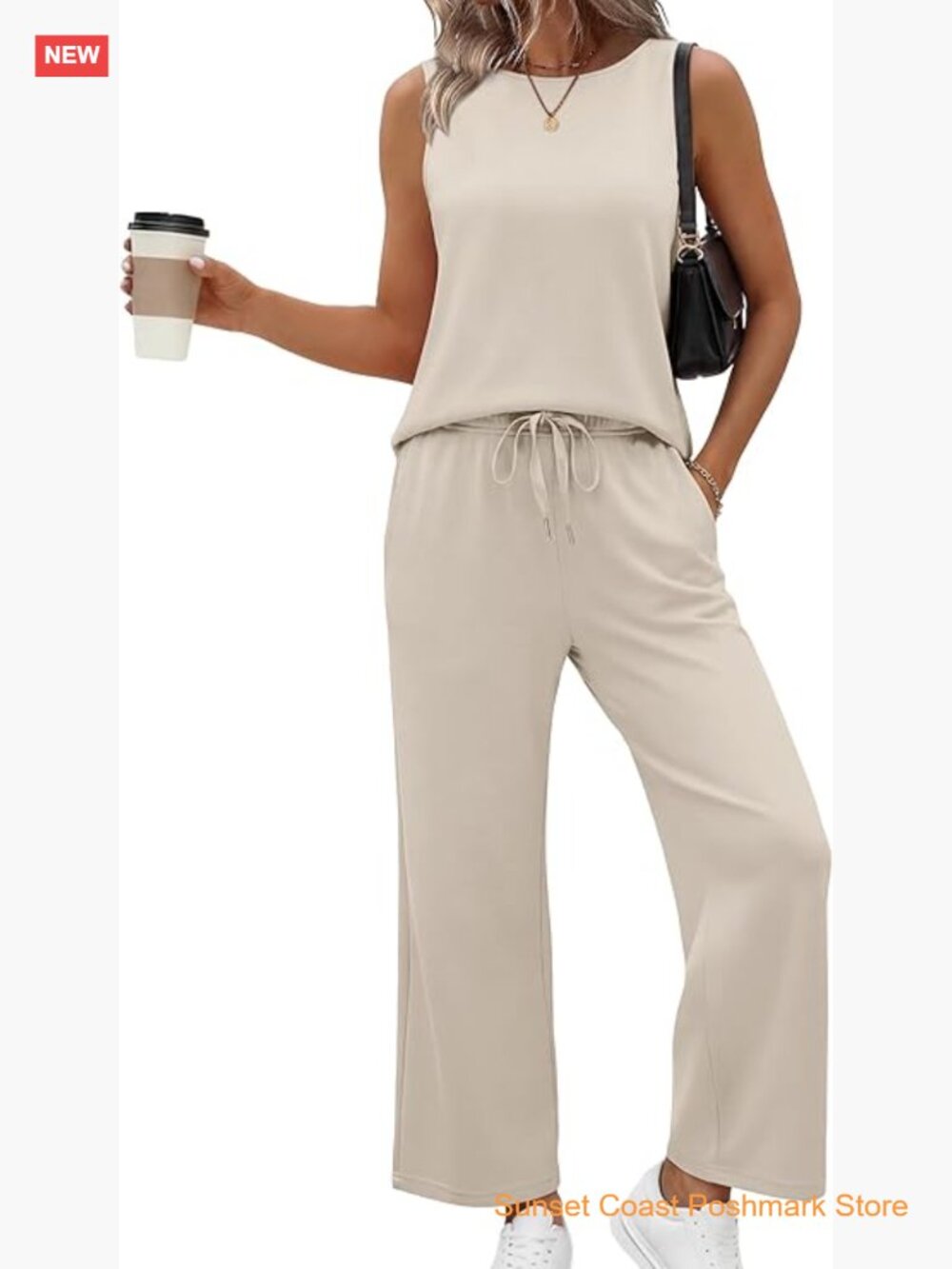 Two Piece Sets Wide Leg Crop Pants Sleeveless Top Summer Outfits Beach Vacation